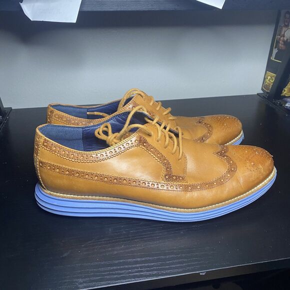 Cole Haan Tan and Blue Oxfords - Picture 1 of 11